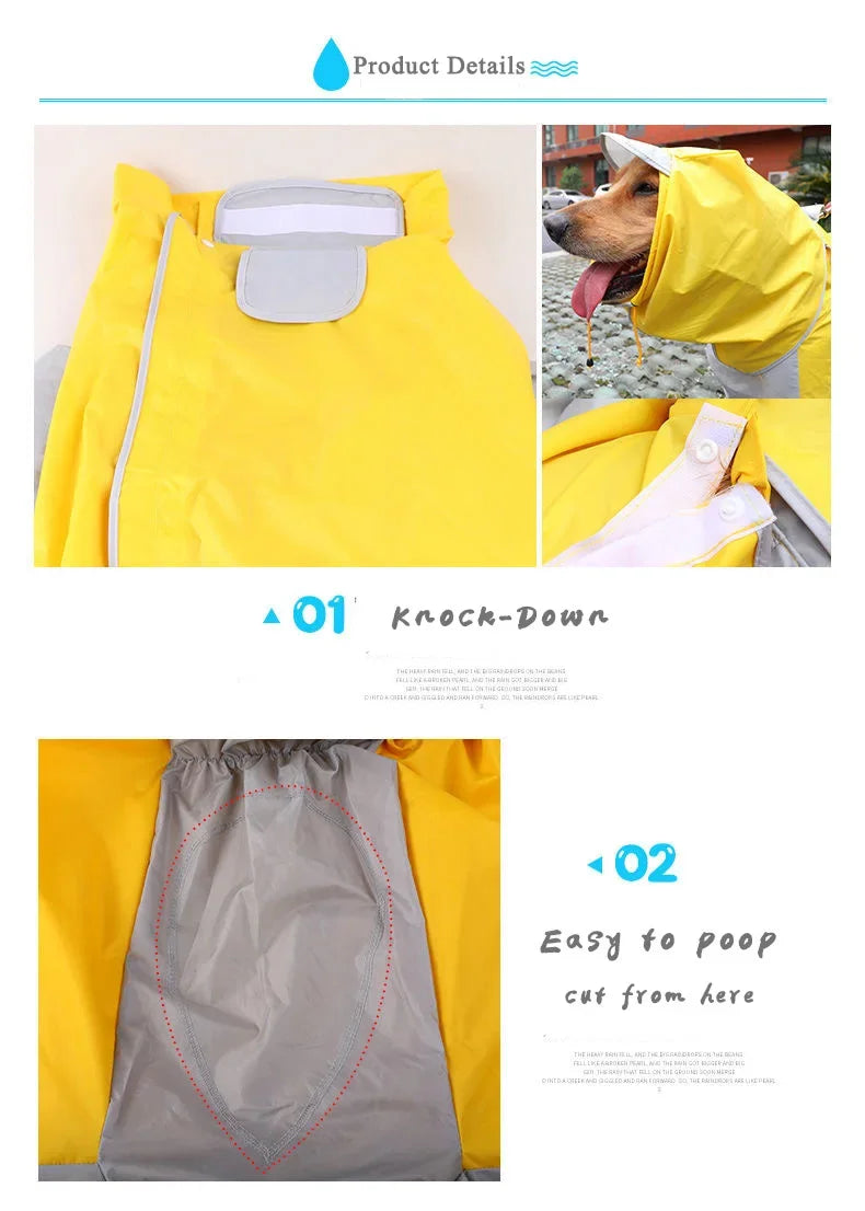 Waterproof Raincoat For Dogs Suits Dot Rain Cape For Medium Big Dogs Hooded Jacket Poncho Pet Rain Coat Chubasquero Para Perrors