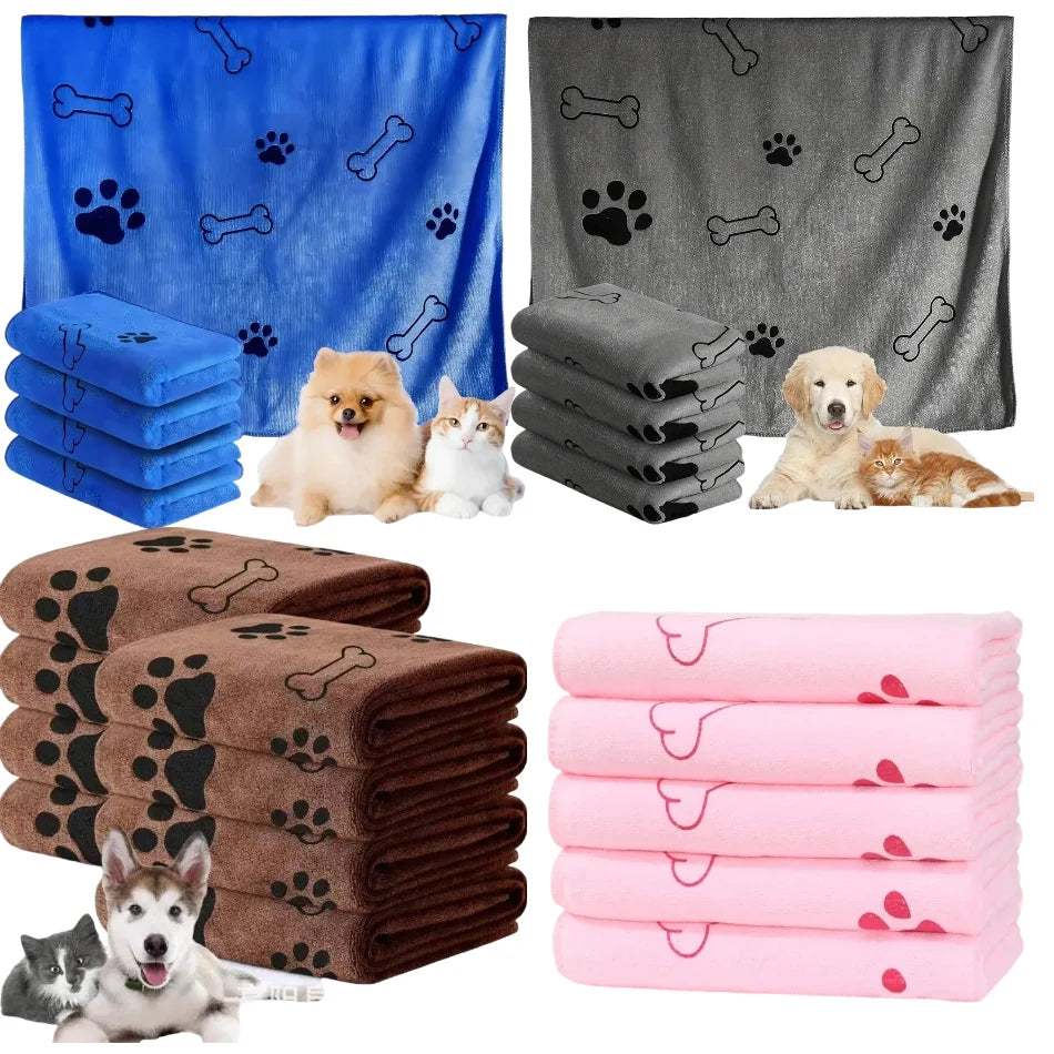Pet Towel 60x100cm Drying Dog Cat Bath Towel Microfiber Quick-drying Dog Claw Absorbent Blue Grey Bath Towel Pet Bath Products