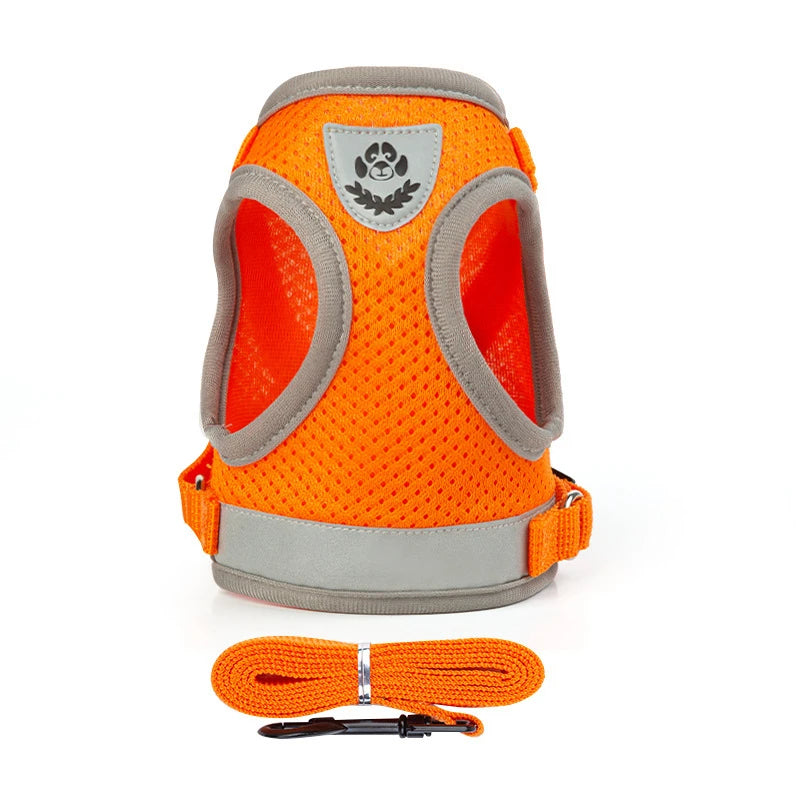 Puppy Harness and Leash Set Breathable Summer Mesh Dog Harness Vest Reflective Pet Cat Chest Straps Chihuahua Yorkies Harness