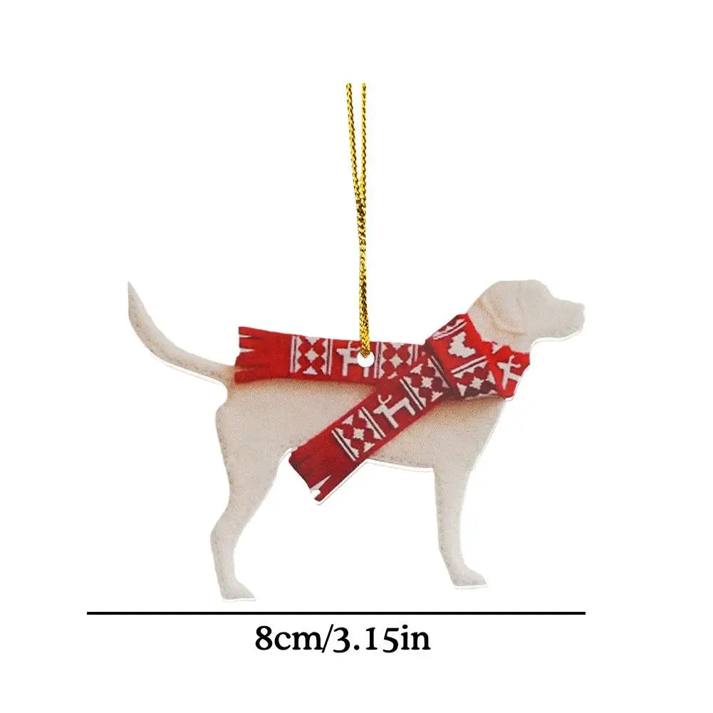 Dog Christmas Hanging Ornaments Christmas Tree 2D Dog Pendants For Christmas Decoration Home Decor Xmas Gifts
