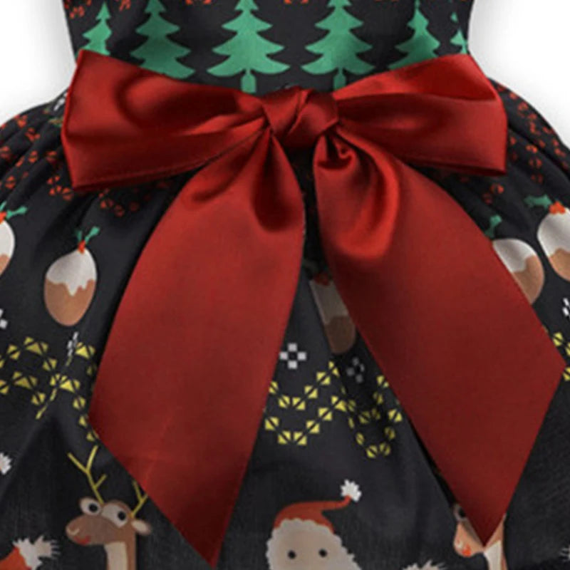 Pet Christmas Clothes Dog Dress Xmas Dress Waistband Bow Decoration Holiday Dresses Puppy Skirt Comfortable Pet Supplies