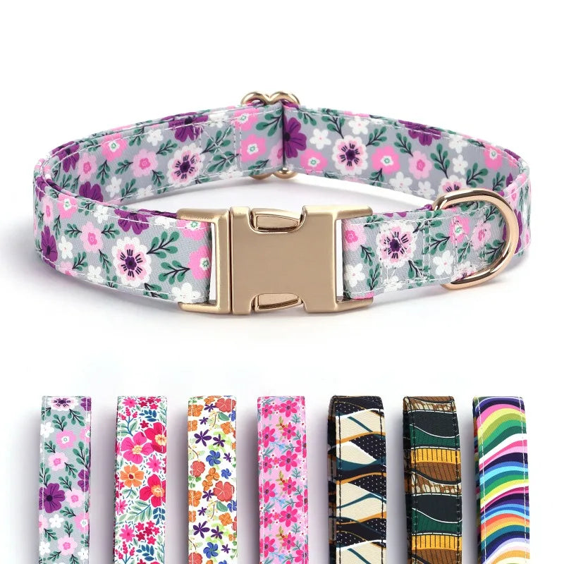 1PC Adjustable Dog Collar New Fashion Design Floral Striped Pet Supplies Leash Dog Two Body Type Gift Home Furnishings