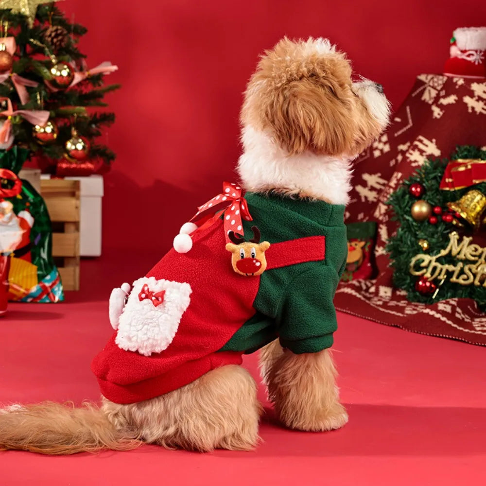 Dog Christmas Clothes Winter Warm Pet Clothes for Small Medium Dogs Elk Santa Claus Dog Cats Coat Hoodies Christmas Dogs Costume
