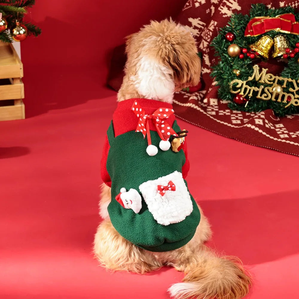 Dog Christmas Clothes Winter Warm Pet Clothes for Small Medium Dogs Elk Santa Claus Dog Cats Coat Hoodies Christmas Dogs Costume
