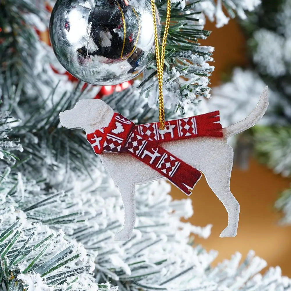 Dog Christmas Hanging Ornaments Christmas Tree 2D Dog Pendants For Christmas Decoration Home Decor Xmas Gifts