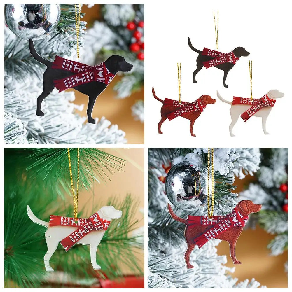 Dog Christmas Hanging Ornaments Christmas Tree 2D Dog Pendants For Christmas Decoration Home Decor Xmas Gifts