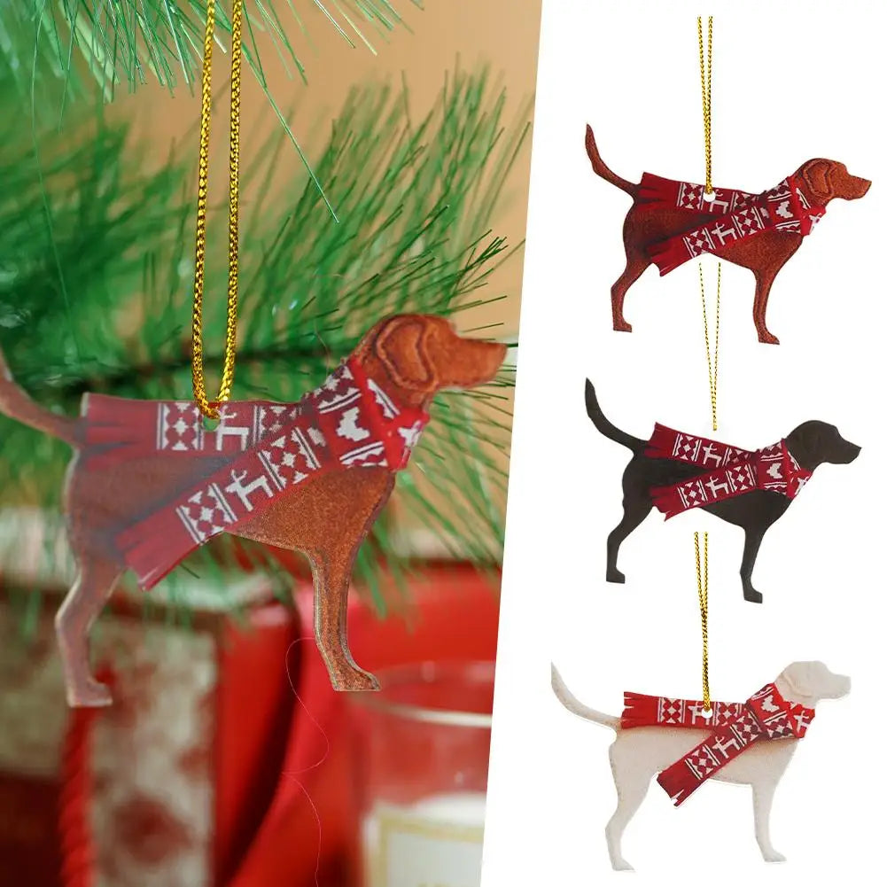 Dog Christmas Hanging Ornaments Christmas Tree 2D Dog Pendants For Christmas Decoration Home Decor Xmas Gifts