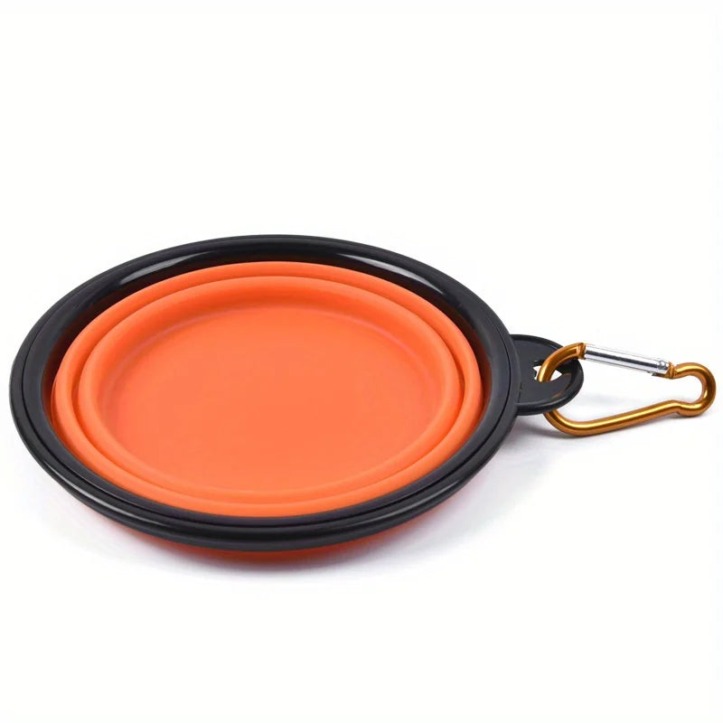 Dog Folding Bowl Portable Dog Travel Bowl Dog Food Water Bowl for Outdoor Walking Silicone Dog Food Water Bowl with Bowl Lip