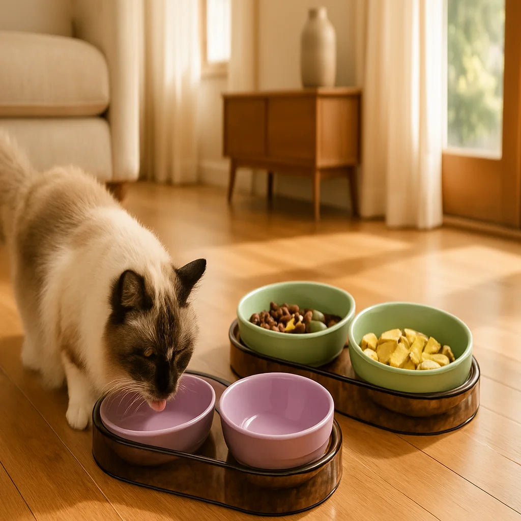 Durable Elevated Dual Bowl Feeder | Raised Pet Feeding Station with Non-Slip Stand, Easy Feeding for Cats & Small Dogs