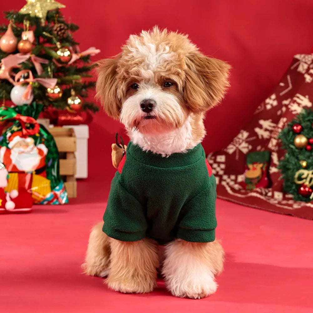 Dog Christmas Clothes Winter Warm Pet Clothes for Small Medium Dogs Elk Santa Claus Dog Cats Coat Hoodies Christmas Dogs Costume