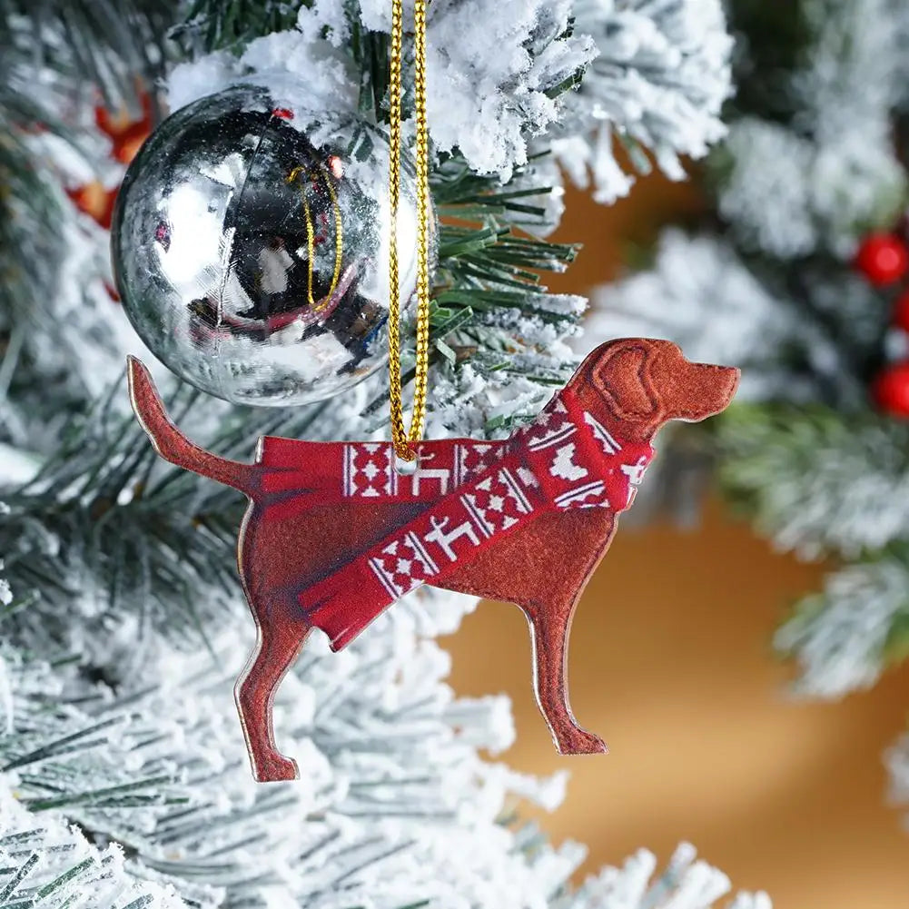 Dog Christmas Hanging Ornaments Christmas Tree 2D Dog Pendants For Christmas Decoration Home Decor Xmas Gifts