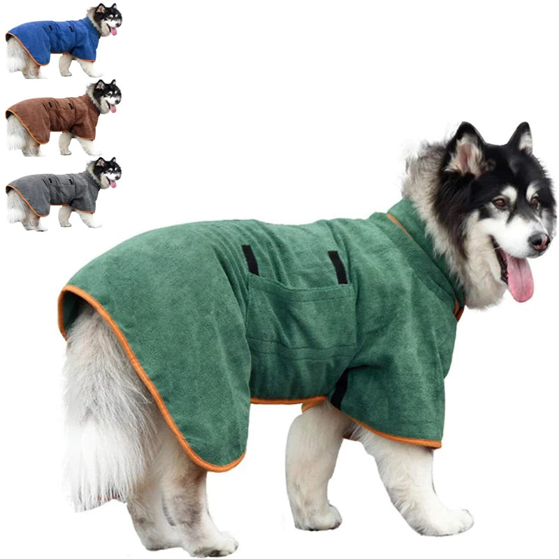 Dog Bathrobe Towel Pet Drying Coat Clothes Adjustable Pet Towel For Large Medium Small Dogs Cat Microfiber Absorbent Beach Towel