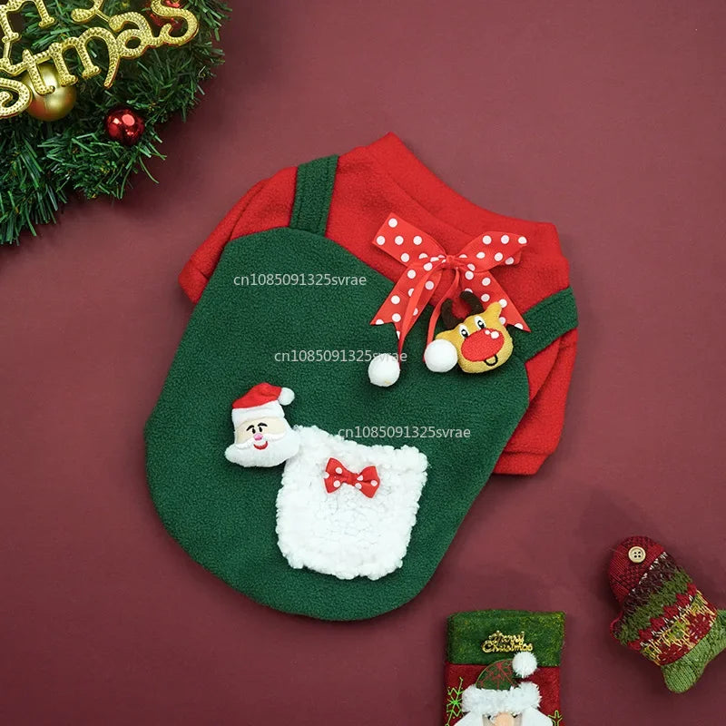 Dog Christmas Clothes Winter Warm Pet Clothes for Small Medium Dogs Elk Santa Claus Dog Cats Coat Hoodies Christmas Dogs Costume
