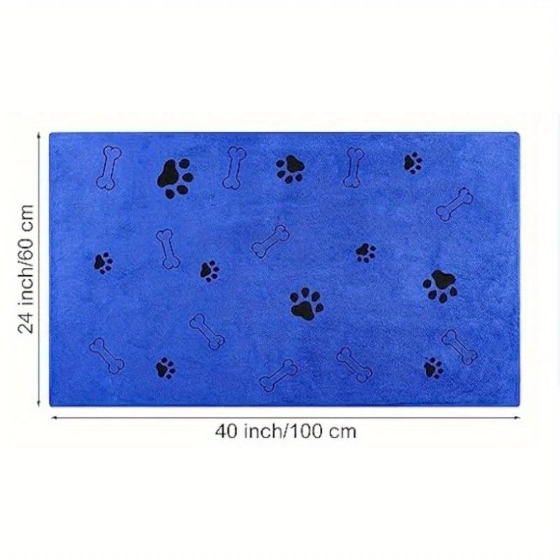 Quick-Dry Pet Towels for Medium Dogs - Soft, Absorbent Polyester with Fun Paw Print Design, Ideal for Bathing and Grooming